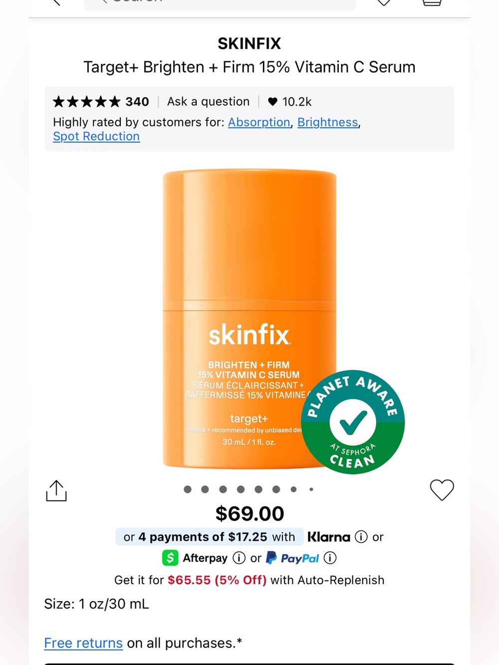 BRAND NEW NWT Skinfix Vitamin C Serum
